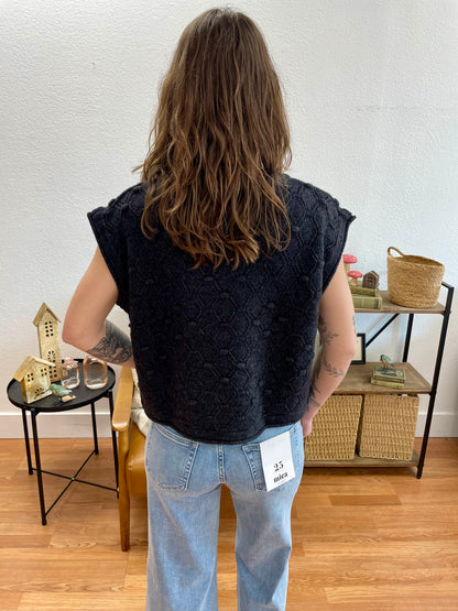 Charcoal Textured Knit Top - Terra Cottage