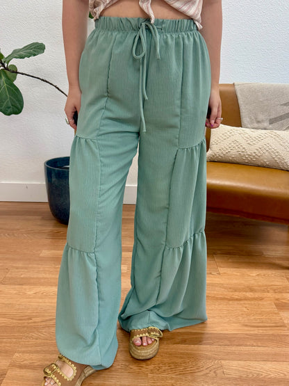 Dusty Sage Over Solid Wide Leg Pants