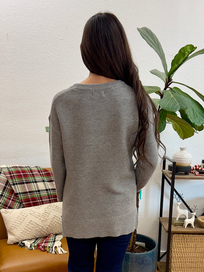 Grey Relaxed Basic Sweater - Terra Cottage