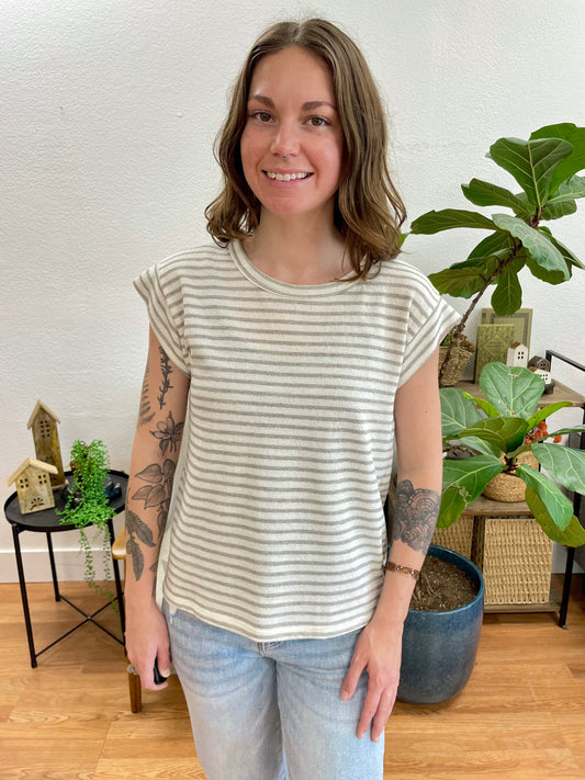 Cream Striped Top