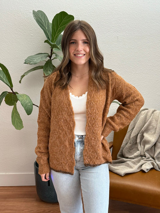 Camel Textured Cardigan