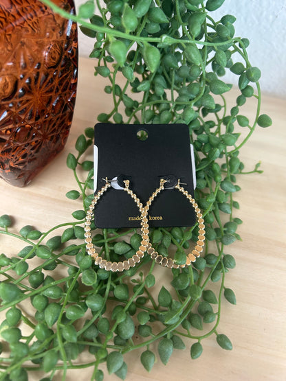 Solid Beaded Oval Latch Hoop Earrings