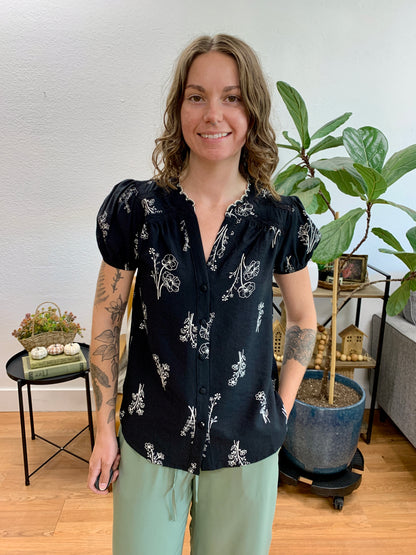 Black Floral Blouse