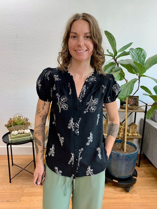 Black Floral Blouse