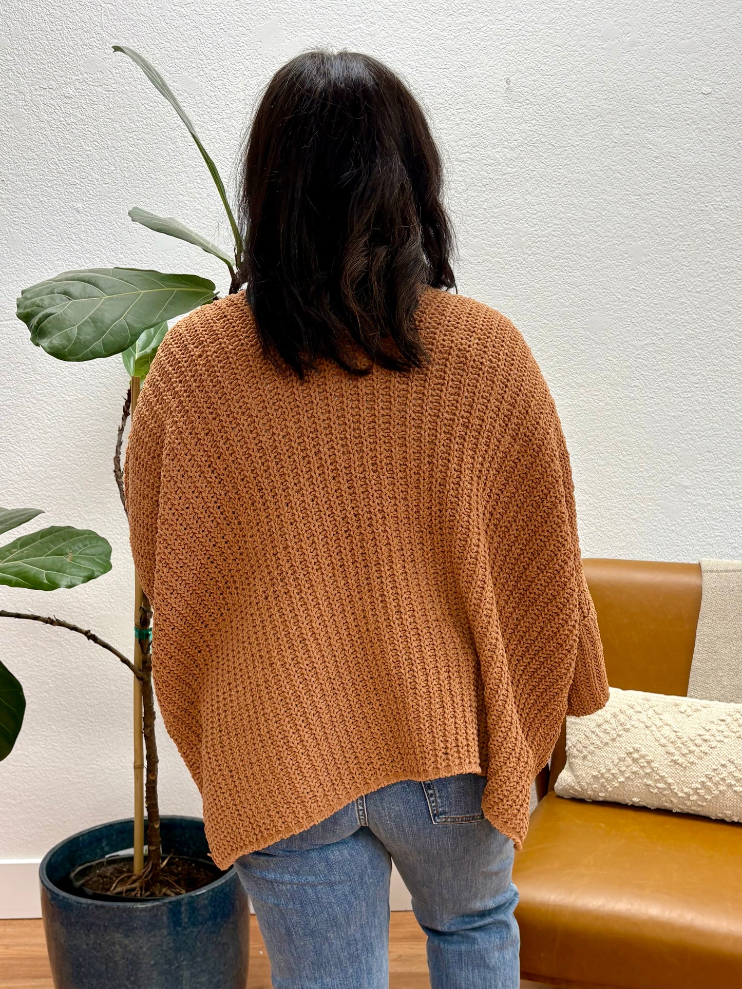Deep Camel Oversized Cardigan
