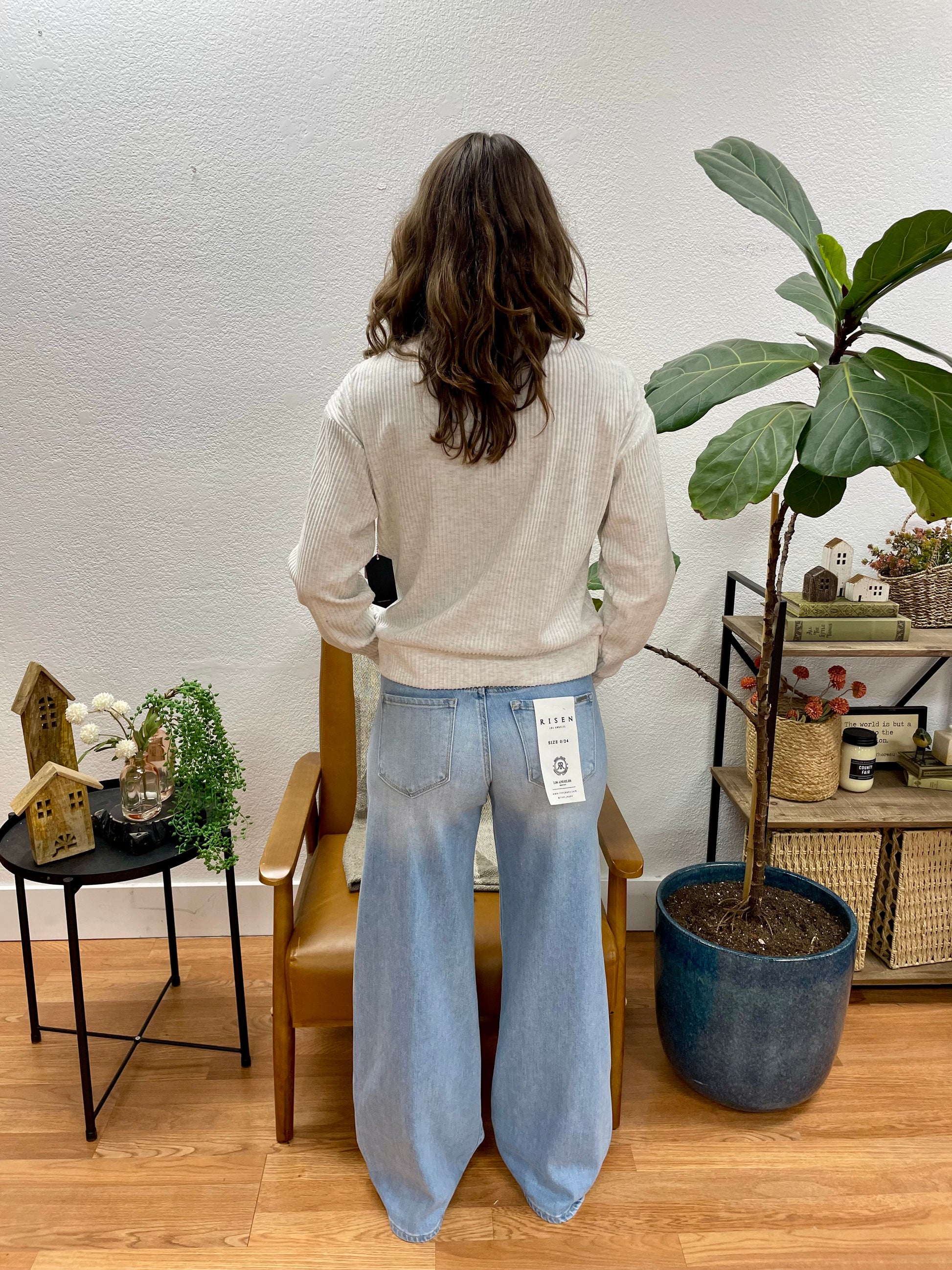 RISEN Slouchy Light Wash Wide Leg Jeans - Terra Cottage