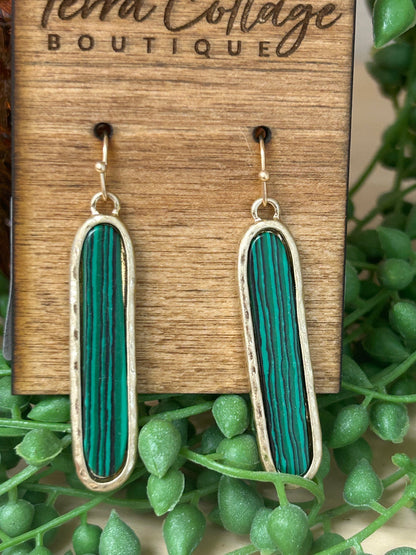 Metal Bar Stone Earrings
