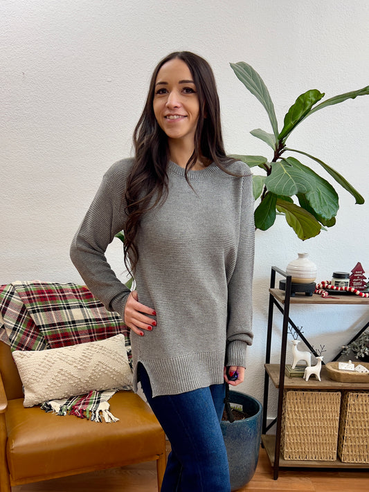 Grey Relaxed Basic Sweater