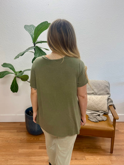 Olive Solid Hacci Knit Tee