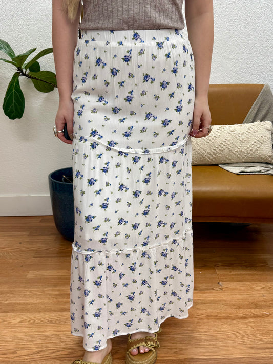 Blue Floral Maxi Skirt