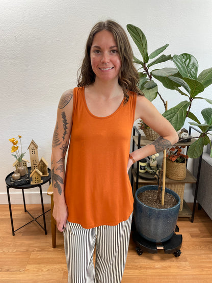 Rust Sleeveless Scoop Neck Top