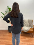 Charcoal Woven Half Button Up Top