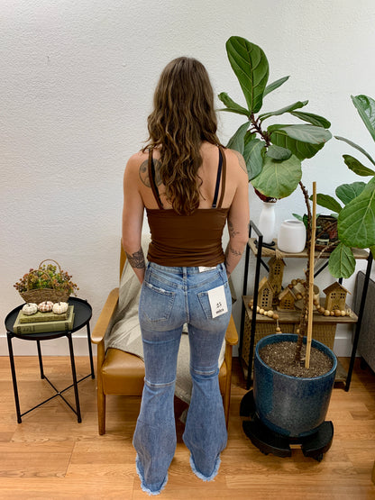 Mica Daisy Embroidered Flare Jeans