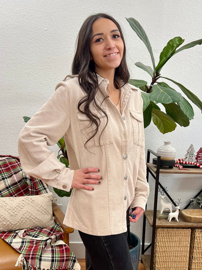 Oatmeal Corduroy Shacket