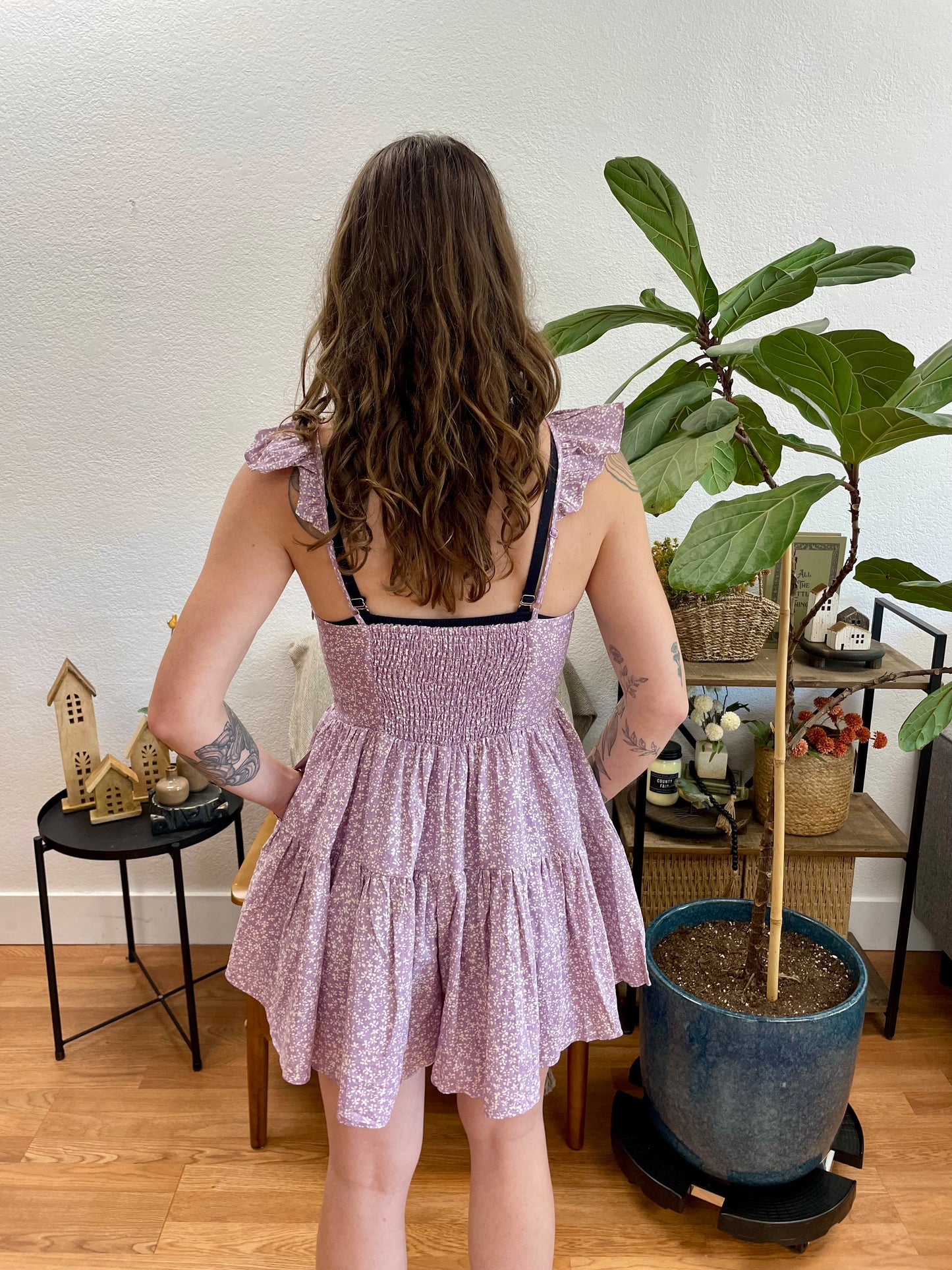 Lavender Basque Waist Dress