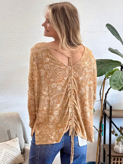 Mustard Paisley Knit Top