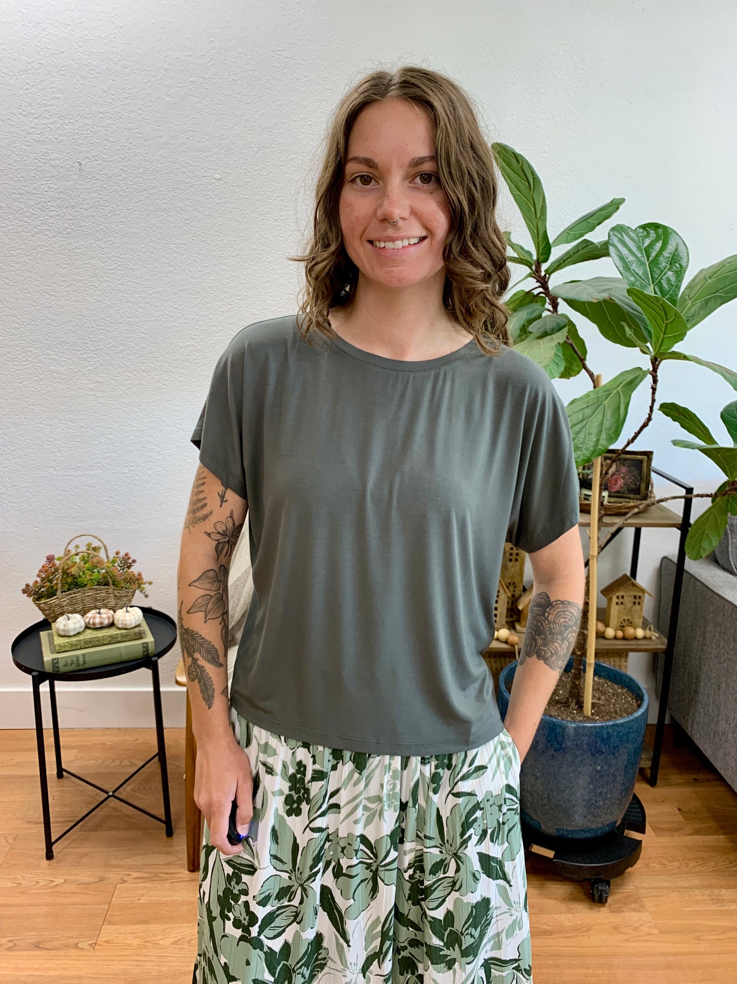 Gunmetal Soft Dolman Tee