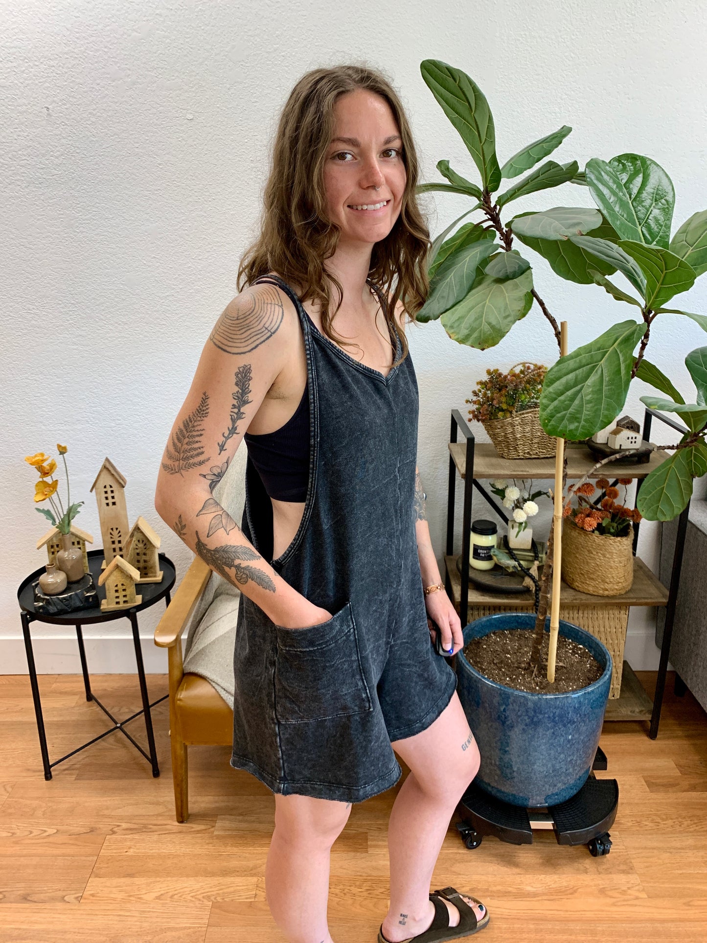 Black Washed Romper