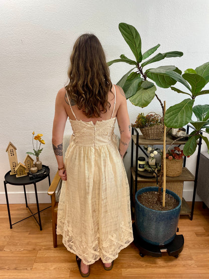 Cream Crochet Midi Dress