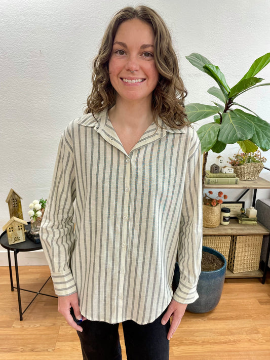 Striped Button Up Blouse