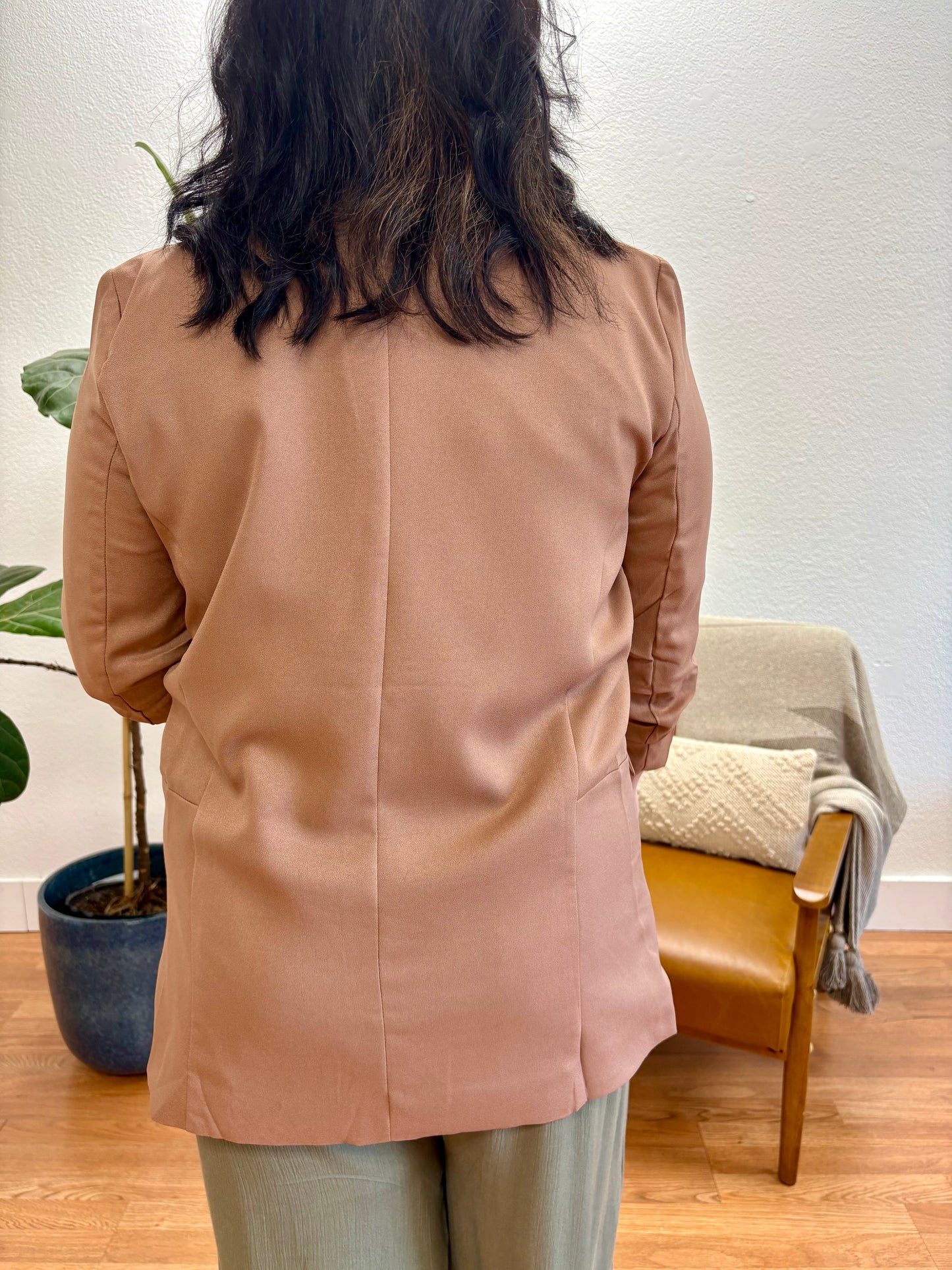 Hazelnut Solid Collared Blazer