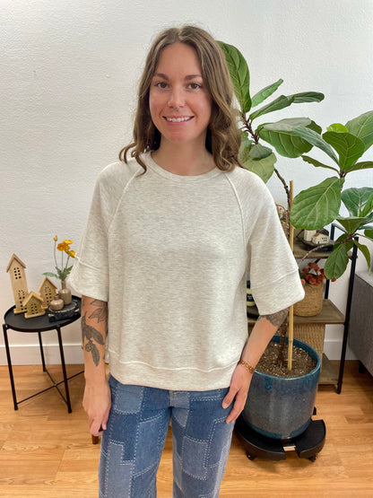 Grey Raglan 3/4 Sleeve Top