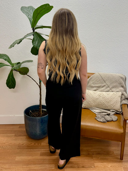 Black Wide Leg Paperbag Pants