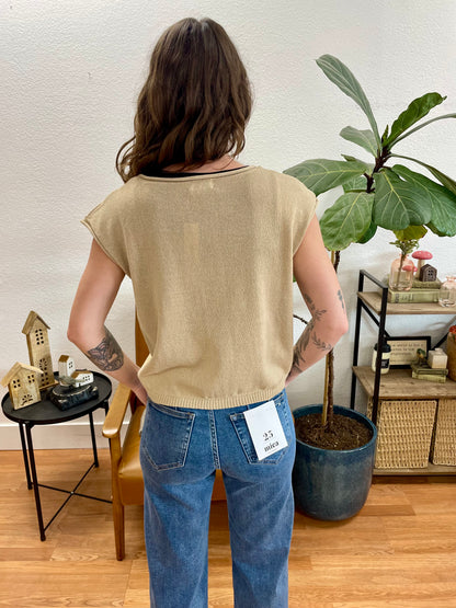 Khaki Raw Edge Sweater Top - Terra Cottage