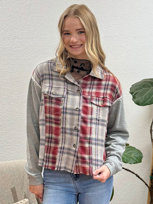 Grey Mix Plaid Jacket
