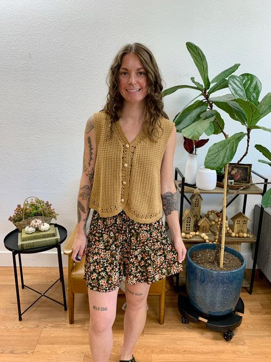 Black Floral Flouncy Shorts