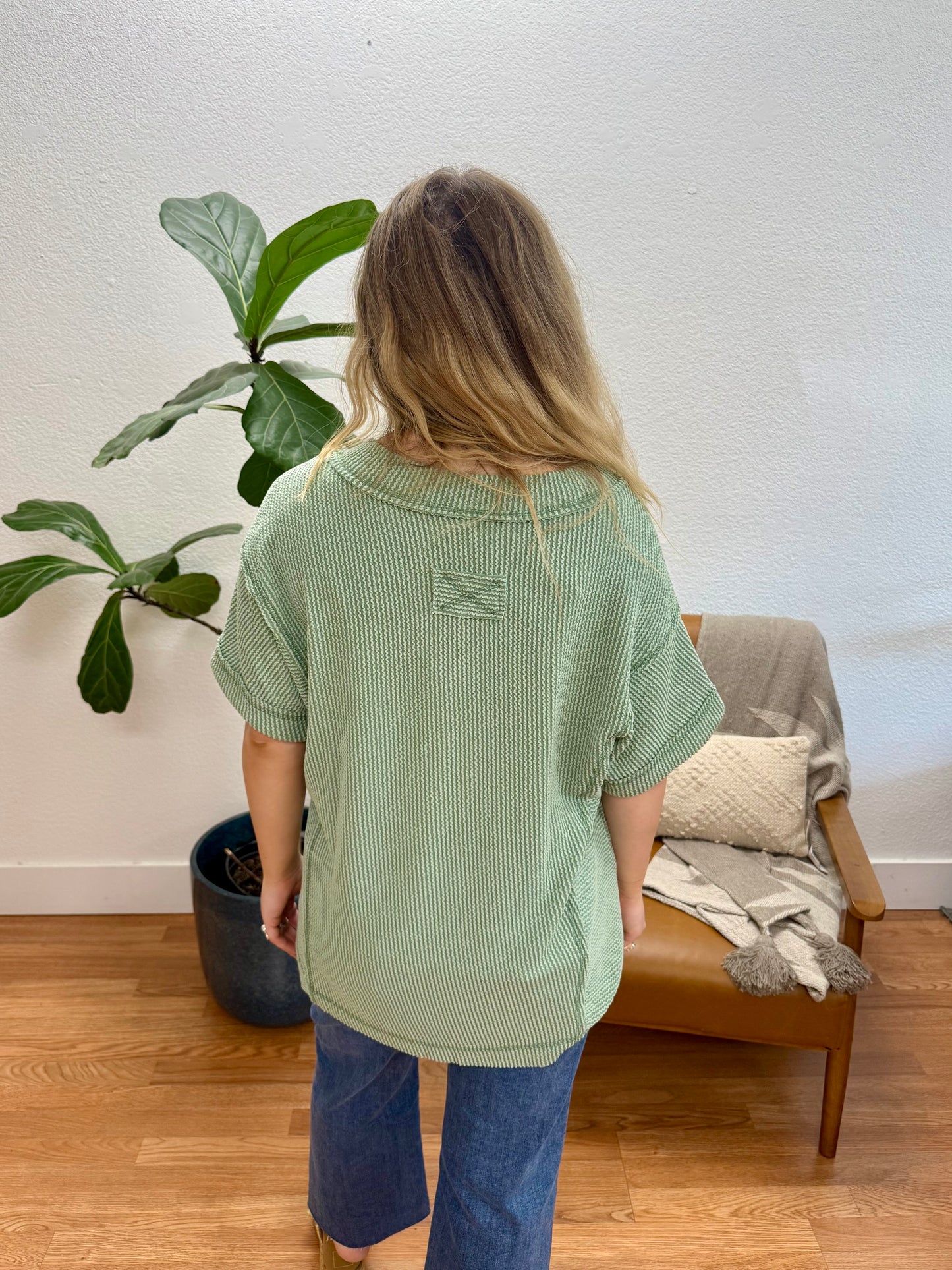 Sage Two Tone Comfy Knit Top