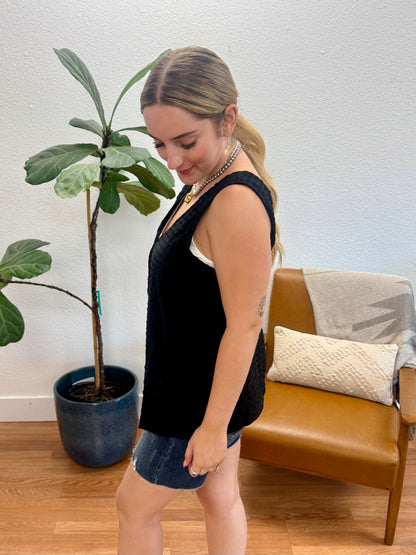 Black Bubble Woven Tank