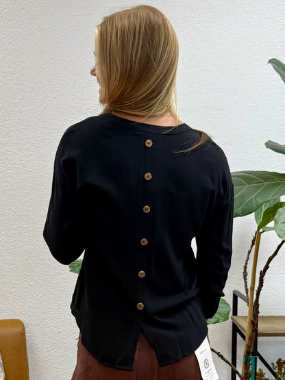 Black Woven Tab Sleeve Blouse