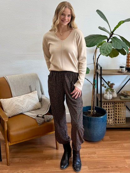 Hunter Green Floral Jogger Pants