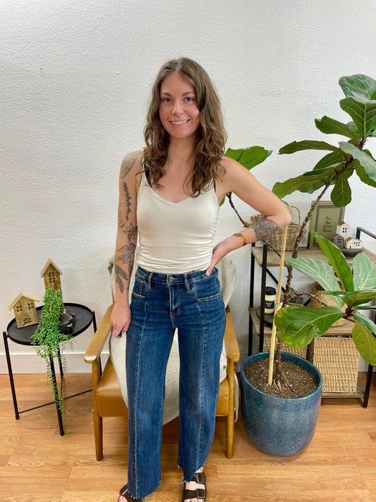 Mica Marine Wide Leg Crop Jeans