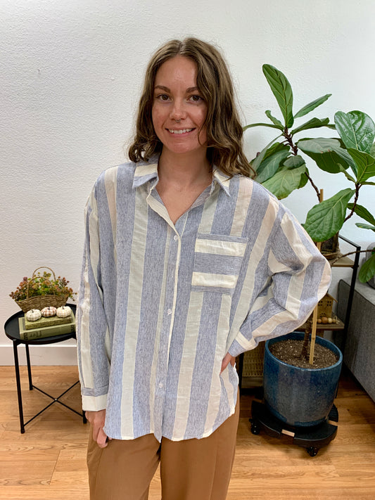 Blue Button Up Blouse