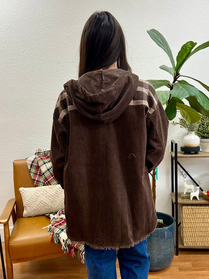 Brown Plaid Hooded Jacket