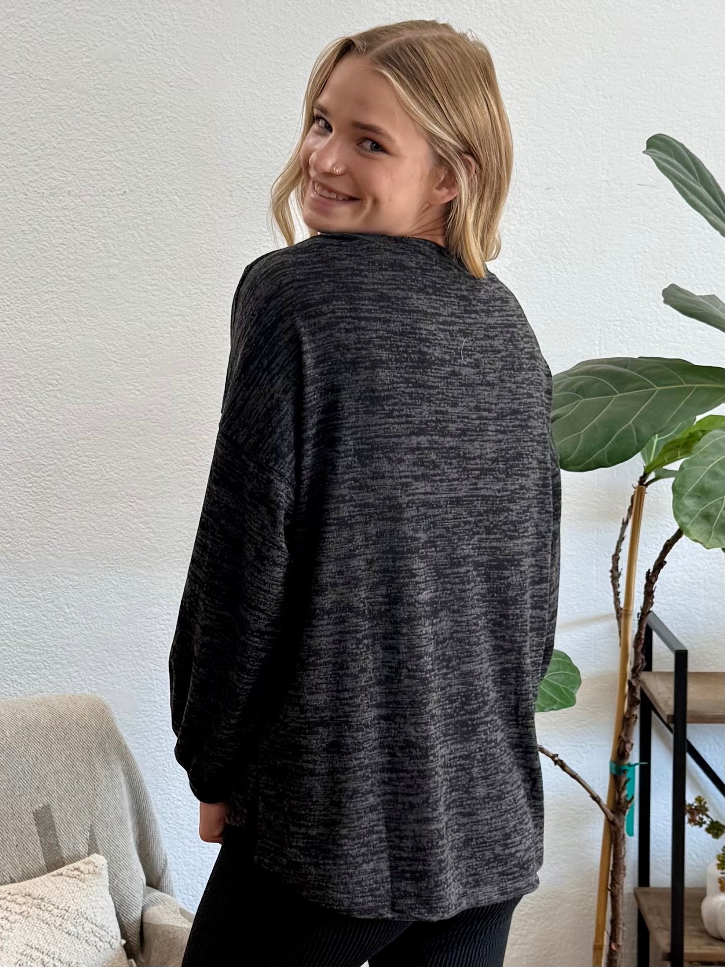 Black Stitch Hacci Knit Top