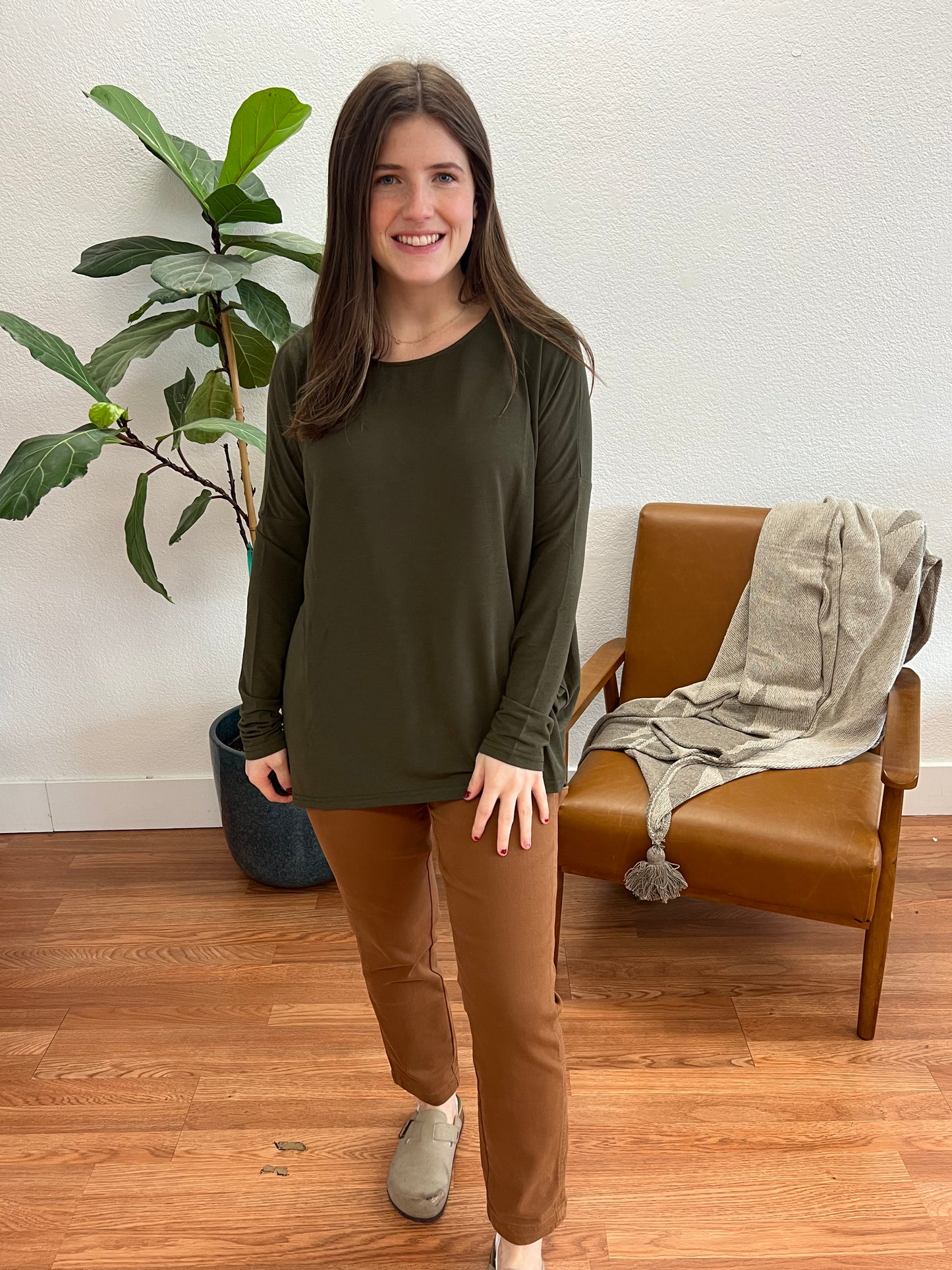 Olive Relaxed Tunic Tee