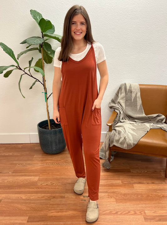 Rust Relaxed Jersey Jumpsuit