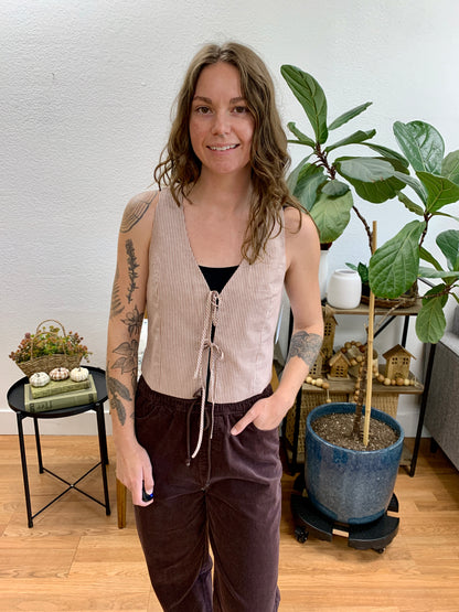 Brick Cotton Pinstriped Vest