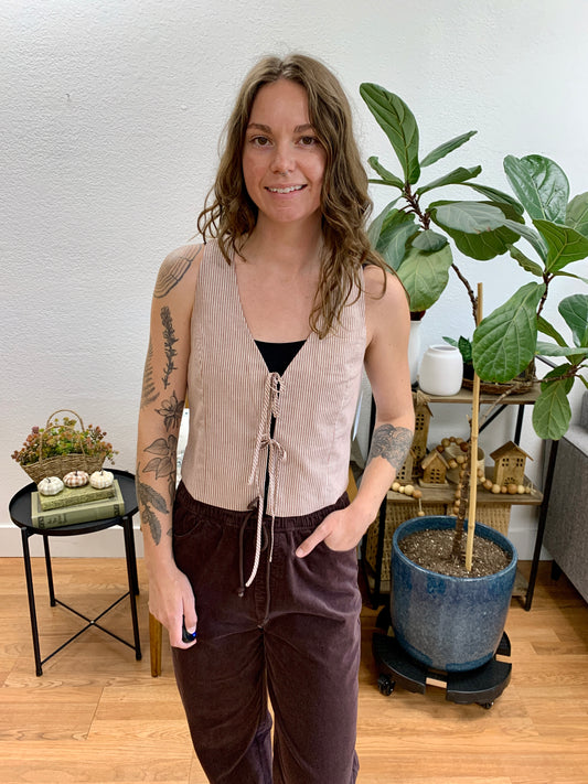 Brick Cotton Pinstriped Vest