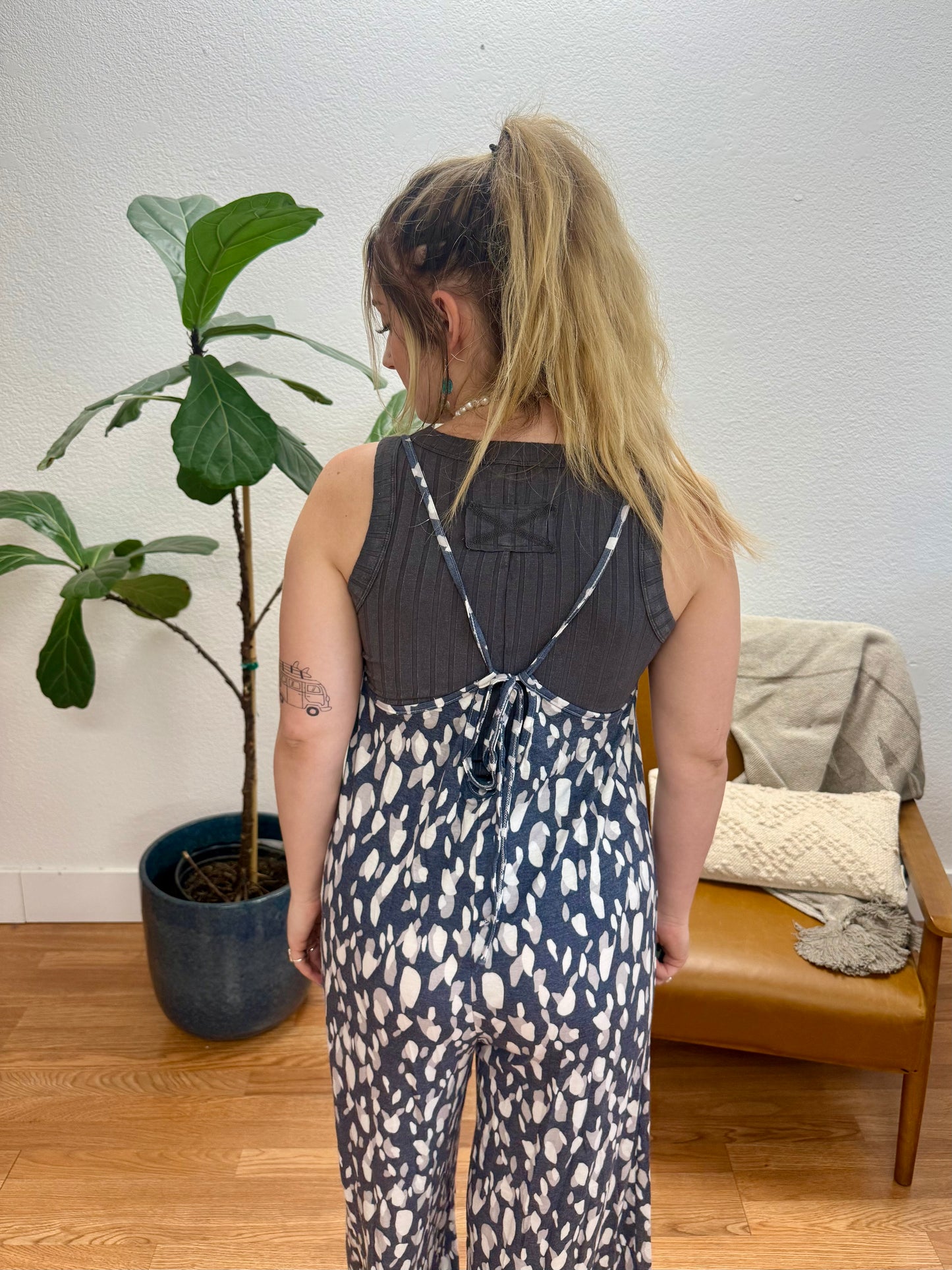 Navy Keyhole Jumpsuit