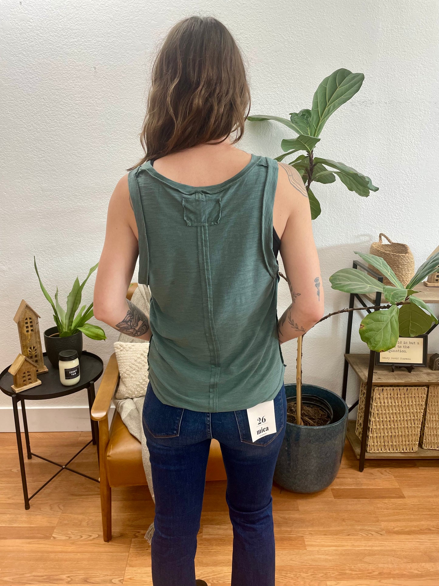 Jade Flowy Slub Tank - Terra Cottage