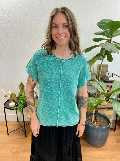 Sea Foam Washed Knit Top