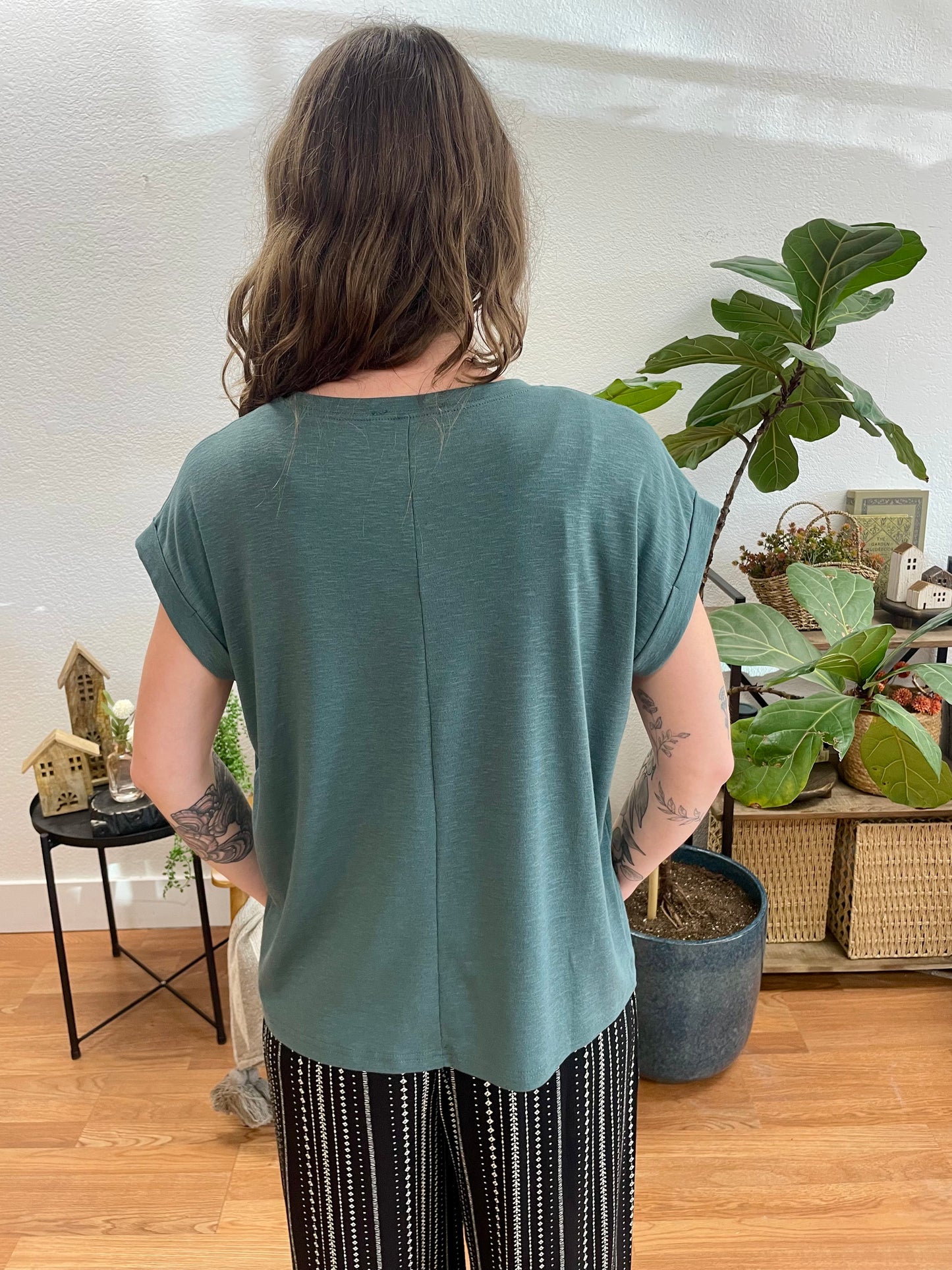 Jade Rolled Modal Sleeve Tee