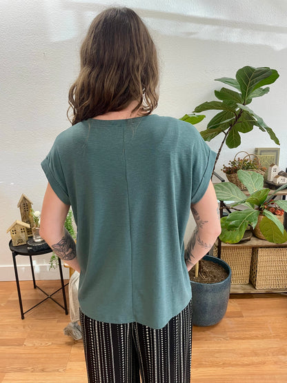Jade Rolled Modal Sleeve Tee