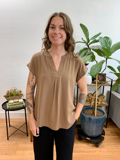 Almond Back Button Blouse