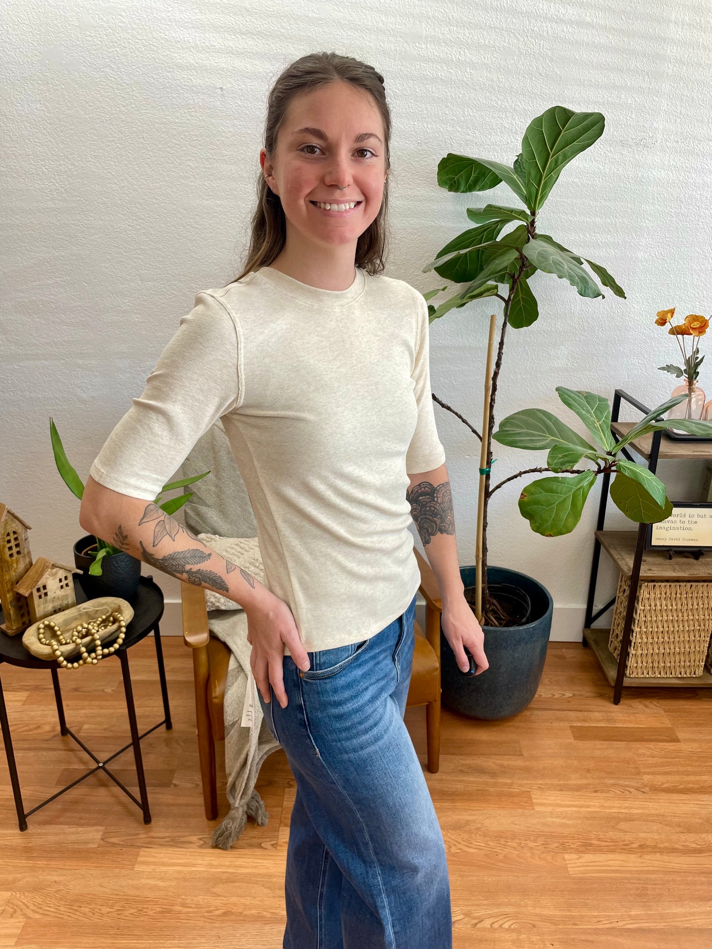 Oatmeal Modal Ribbed Top