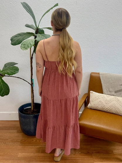 Mauve Stripe Midi Sundress